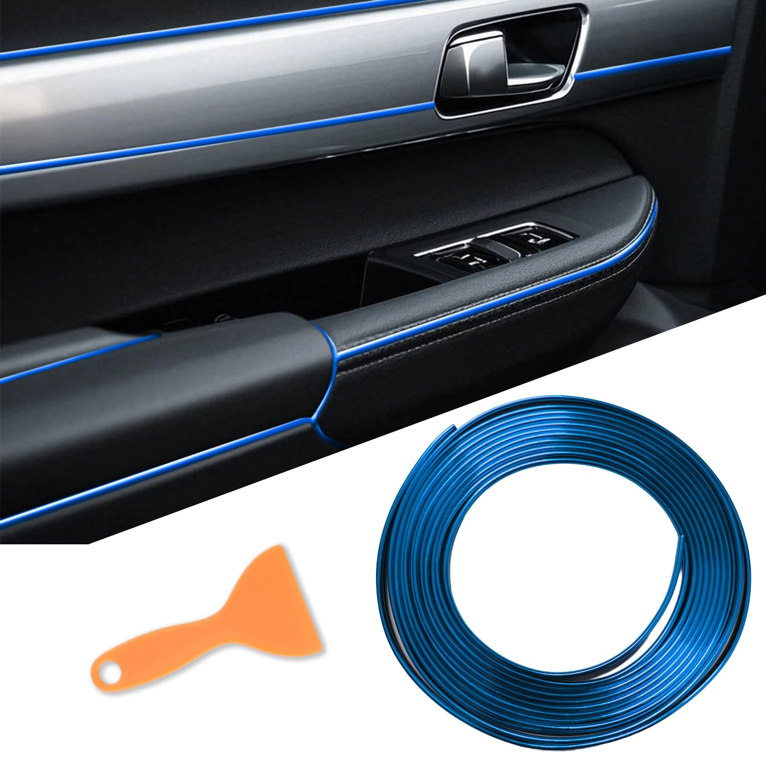 joyqxialtj Car interior trim strip - 16.4ft/5M Universal Fit Gold Color