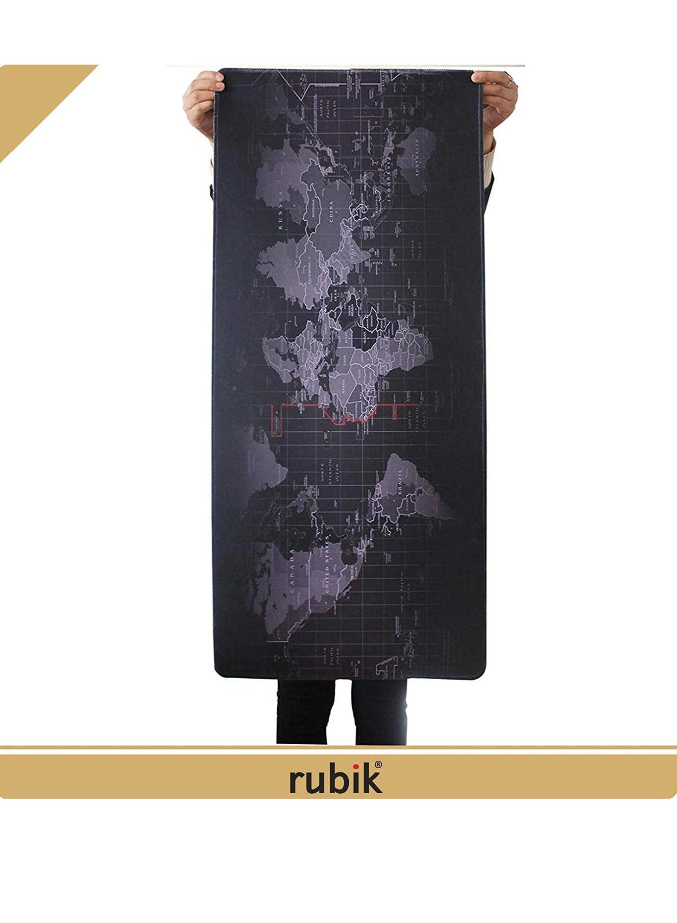 World Map Design XXL Rubber Gaming Mouse Pad - 90x40 cm