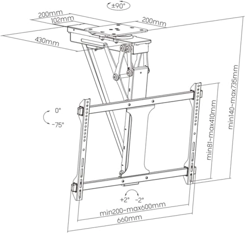 TV Ceiling Mount - 50kg 32-75 inch