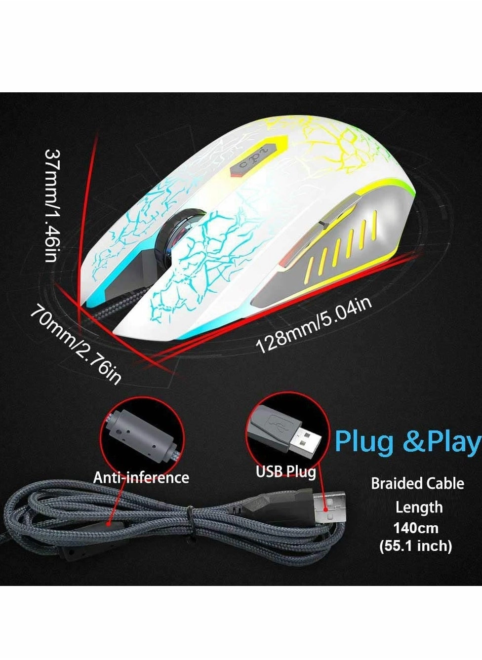 MC Saite A70 RGB Gaming Mouse - Wired