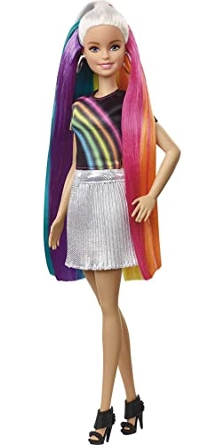 Rainbow Sparkle Hair Doll - 7.5 inches hair Sparkle Gel Comb Ages 5+