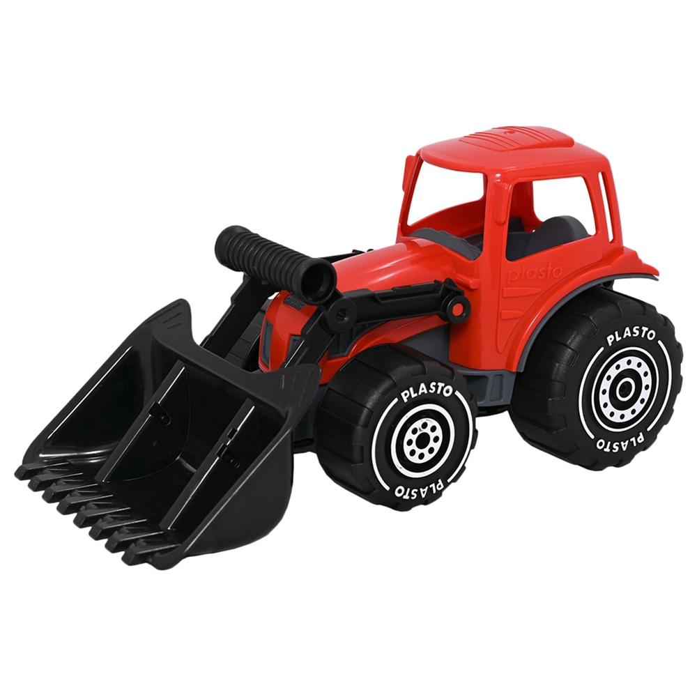 Plasto Tractor With Frontloader - 32 cm Red
