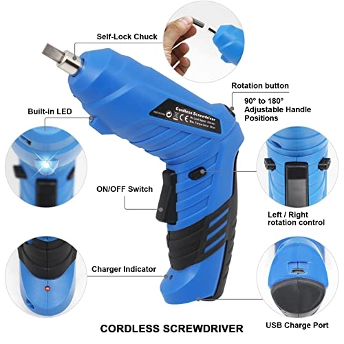 47 in 1 Cordless Screwdriver - 3.6V Rechargeable LED Light