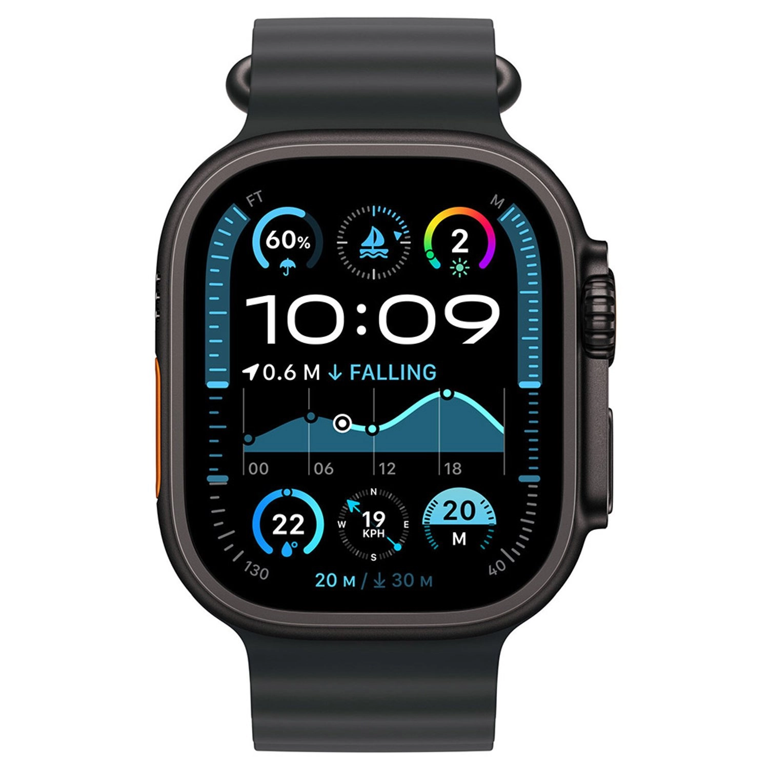 Ocean Band - Titanium Fluoroelastomer Watch Band for Apple Watch 44mm/45mm/46mm/49mm