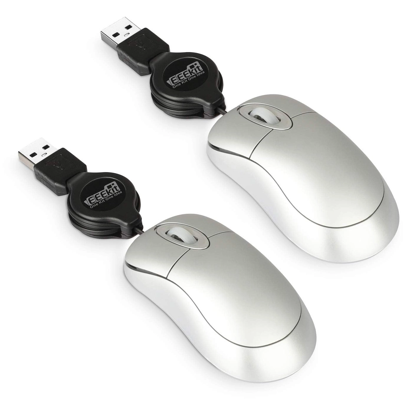 Mini Retractable Cable Wired USB Optical Mouse - USB Wired