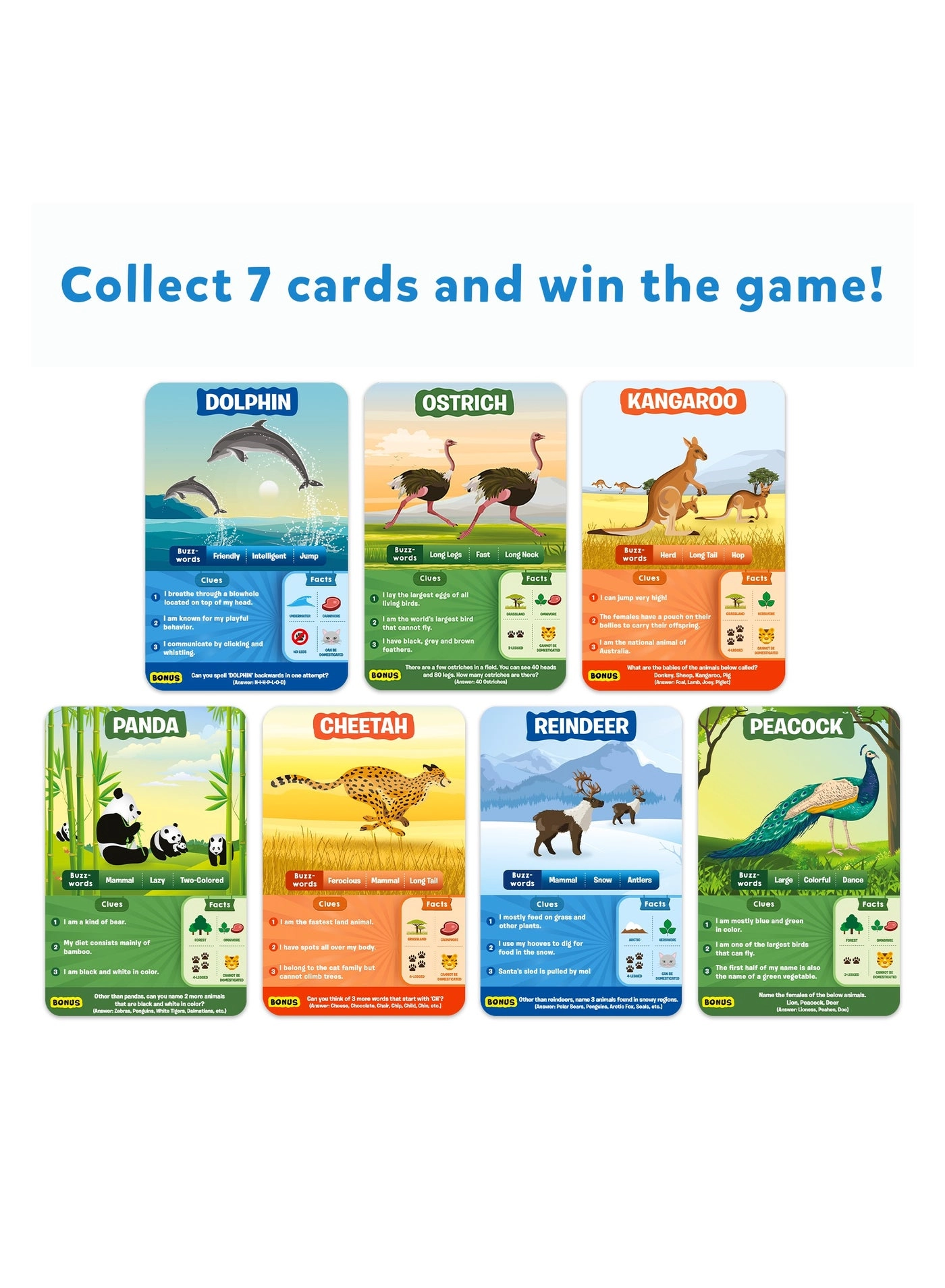 Guess in 10 Picture Clues - Card Game Animals