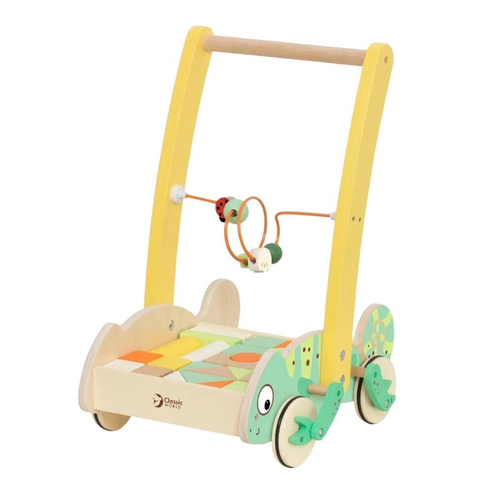 Classic World Baby Walker With Blocks - 28 Pc Set Chameleon