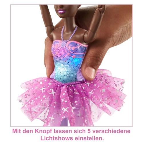 Magical Ballerina Doll - Black Hair Purple Tutu Light-Up Feature