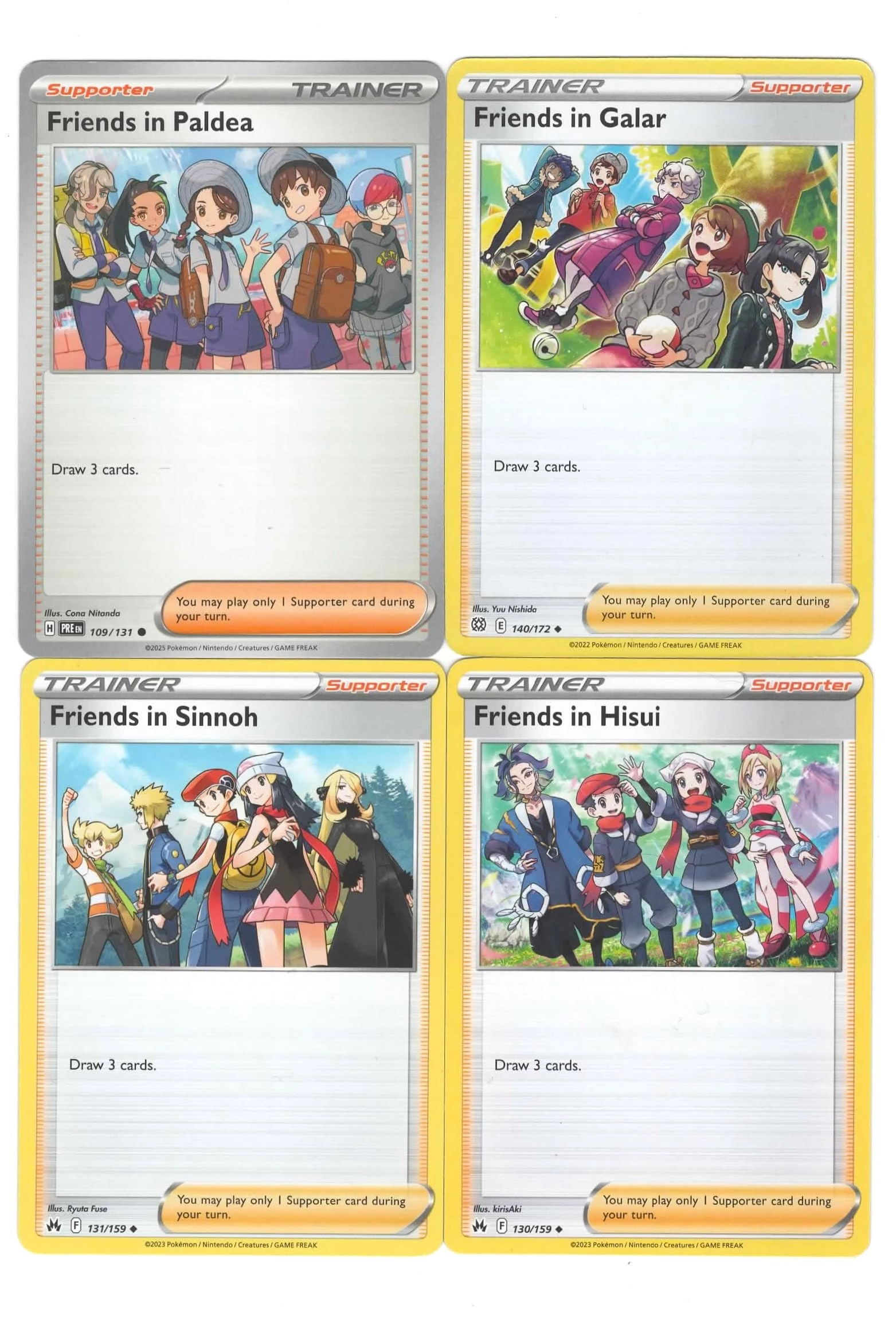 Pokémon Friends in Paldea Hisui Galar Sinnoh Trainer Card 109/131 - 4 pcs