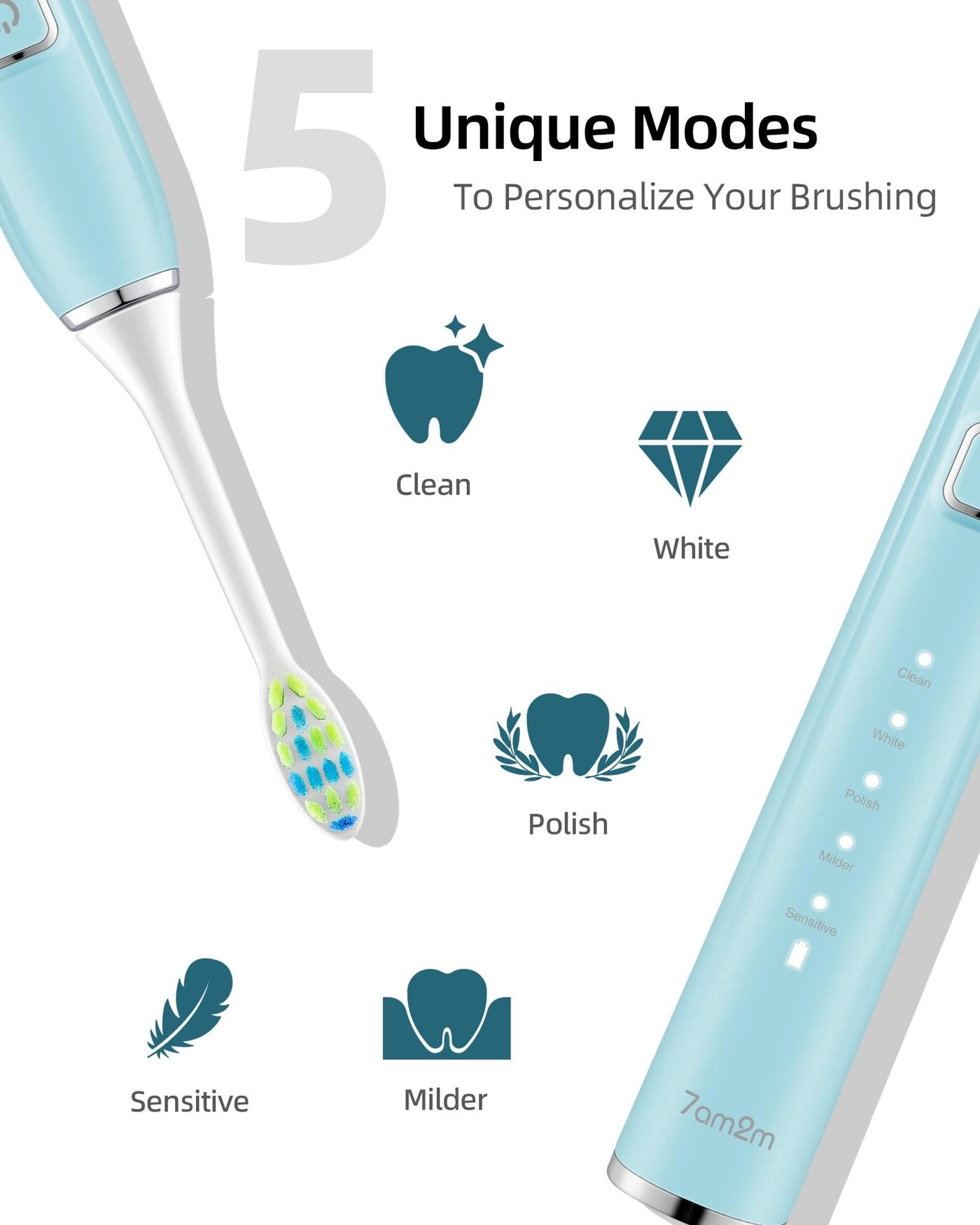 us-101D - 2 Count 12 Brush Heads 5 Modes