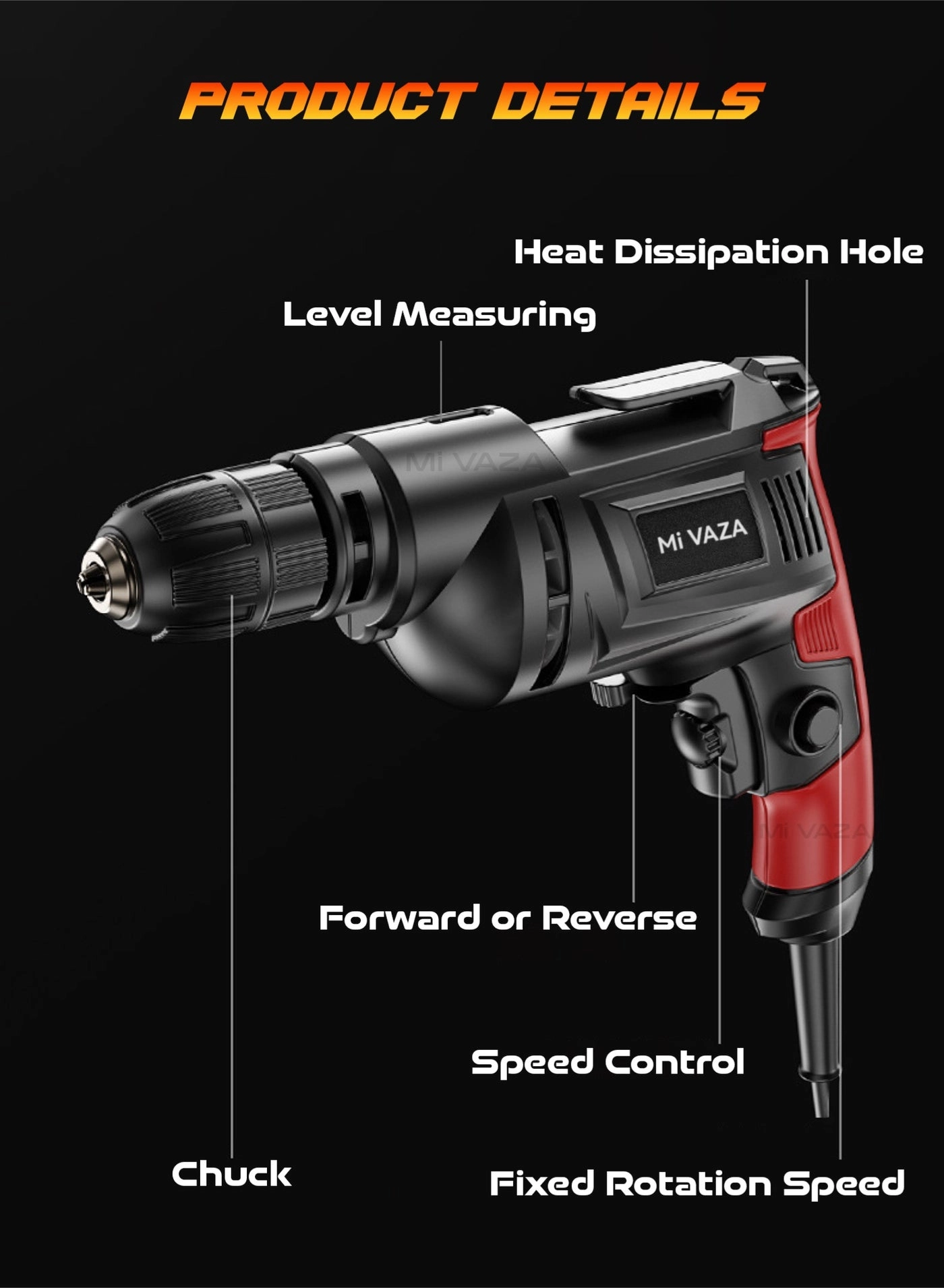 Corded Electric Drill - 580 W 3000 rpm
