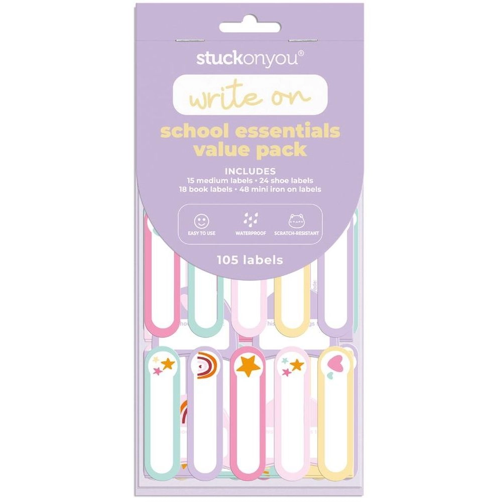 STUCK ON YOU School Write on Labels Essentials Value Pack - 105 Labels