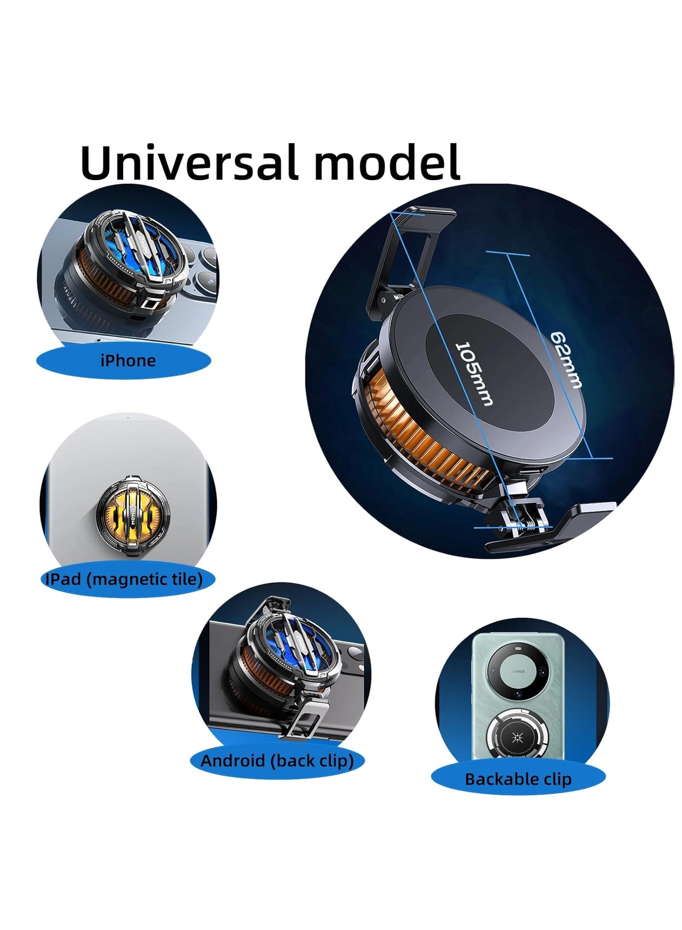 CX07 - Magnetic Phone Cooler Black+RGB