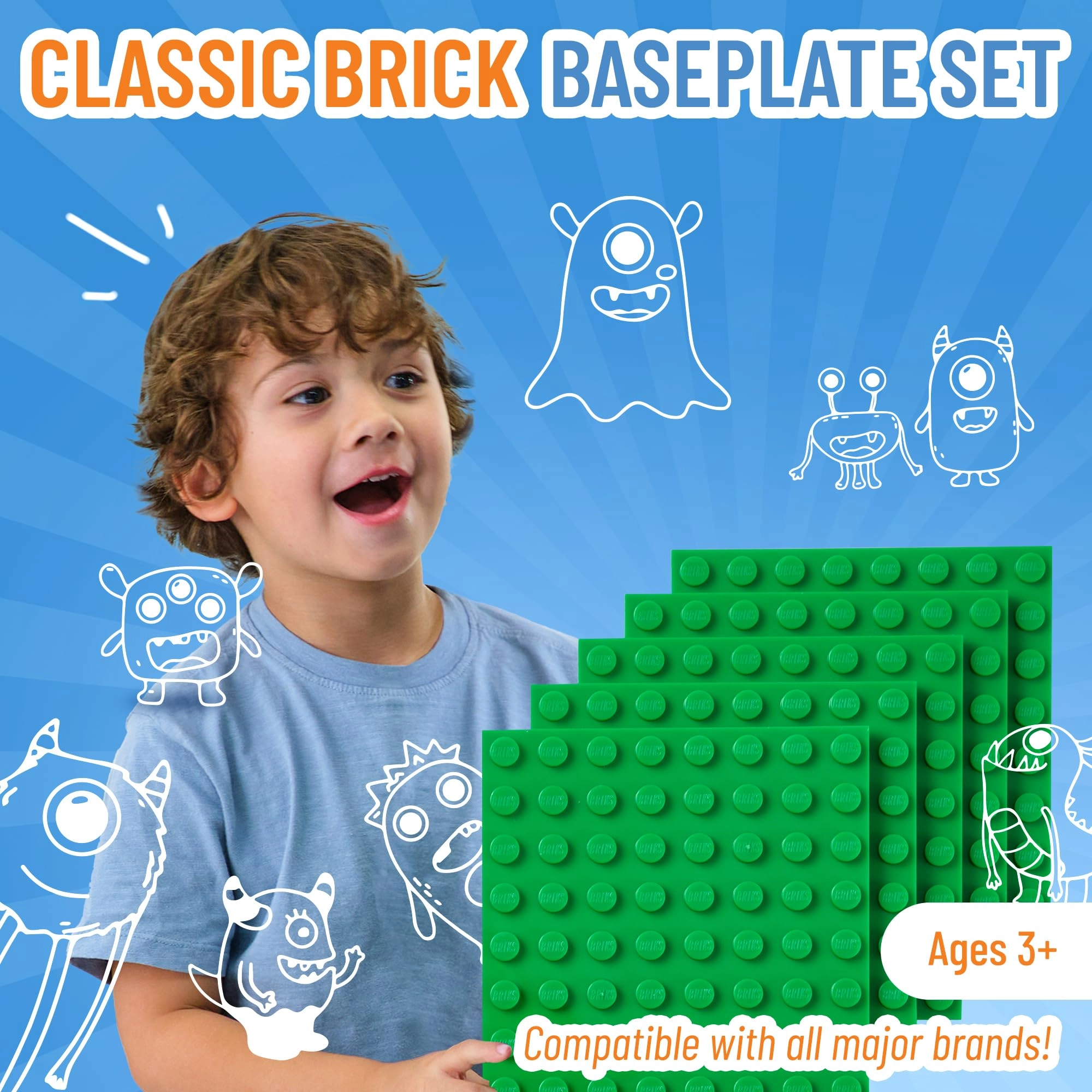Classic Building Brick Baseplates - 20pcs