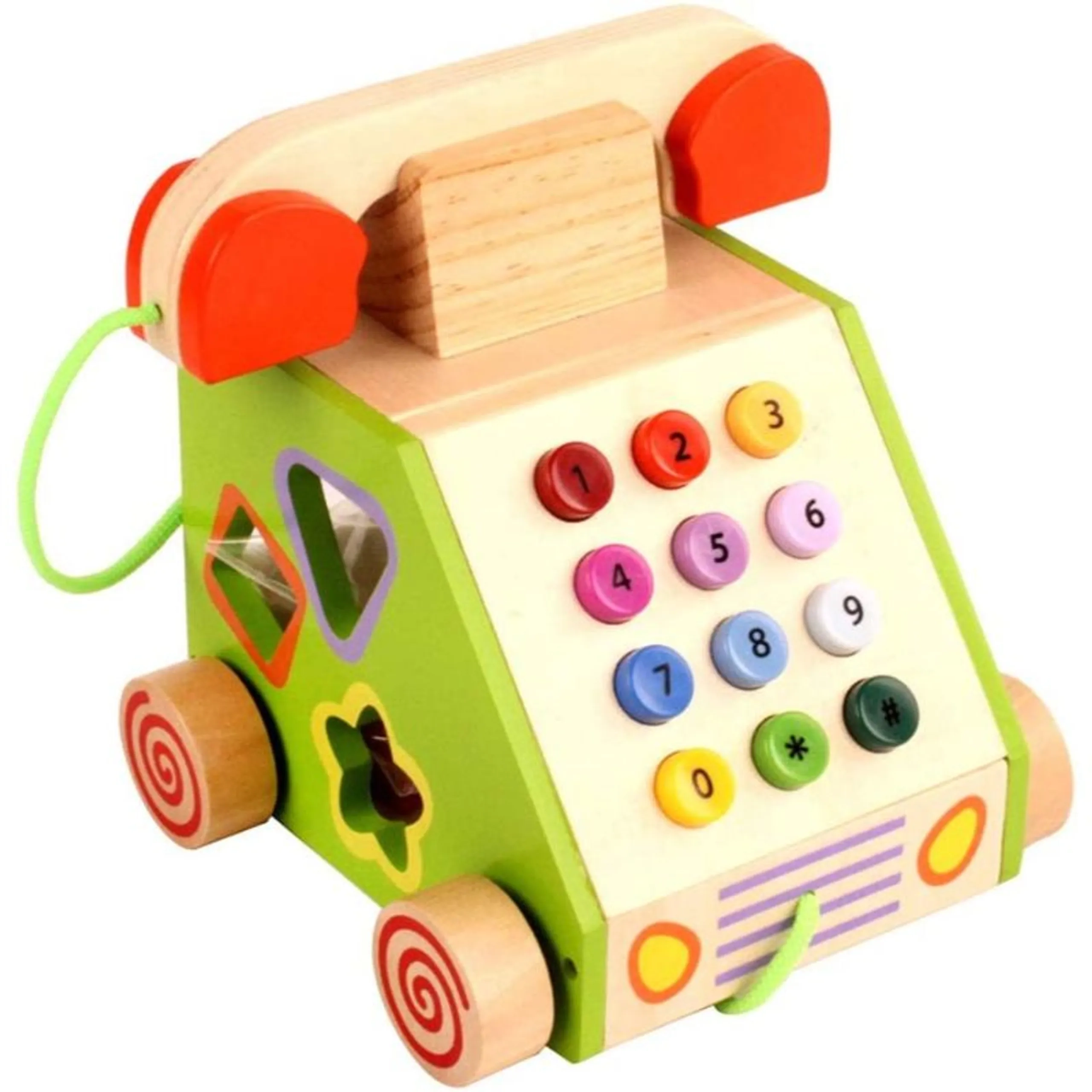 Factory Price Pull Along Wooden Telephone