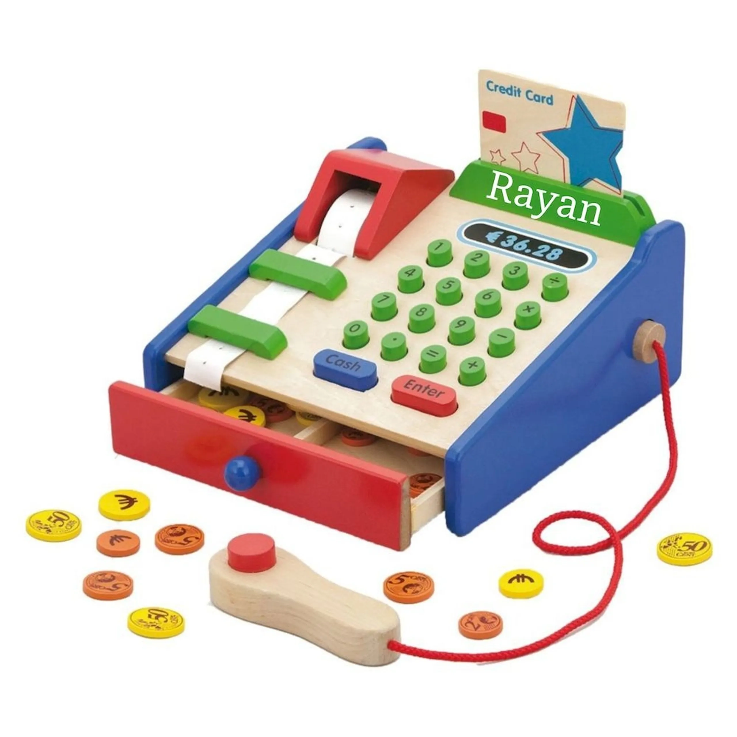 VIGA Personalized Wooden Cash Register - 40 coins (PRS-PCG-59692)