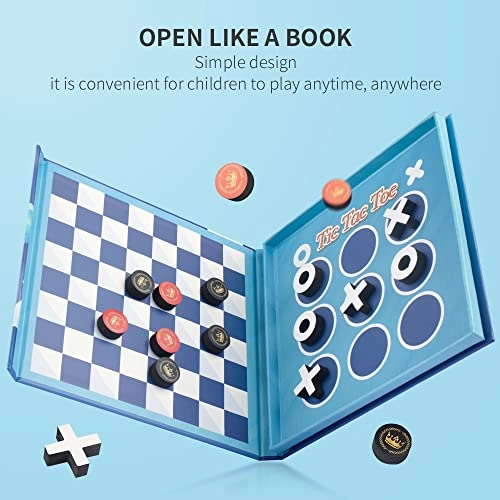 BSTSHIER - 2 in 1 Checkers&Tic-Tac-Toe
