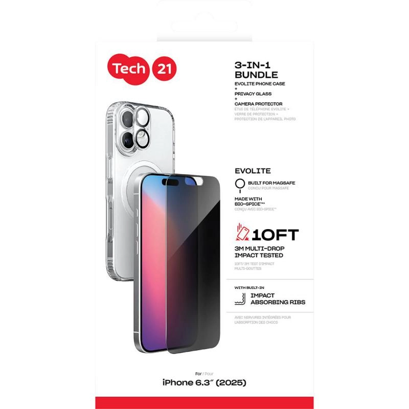 Evo + Privacy Impact Glass + Camera Lens Protector Case with MagSafe for iPhone 17 Pro Max