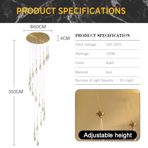 Spiral Stair Pendant Chandelier - 138''/350cm