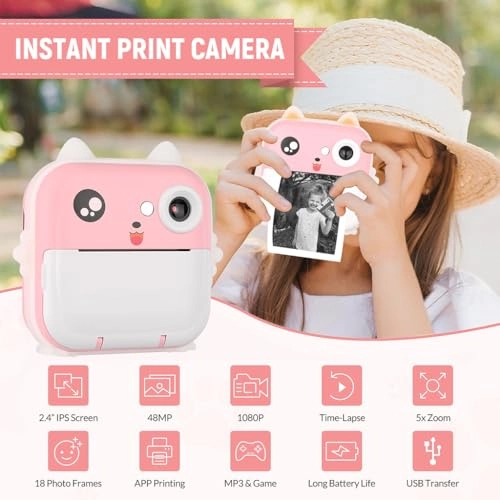 Instant Camera - 2 in 1 35GB TF Card 2.4 Inch Color Screen