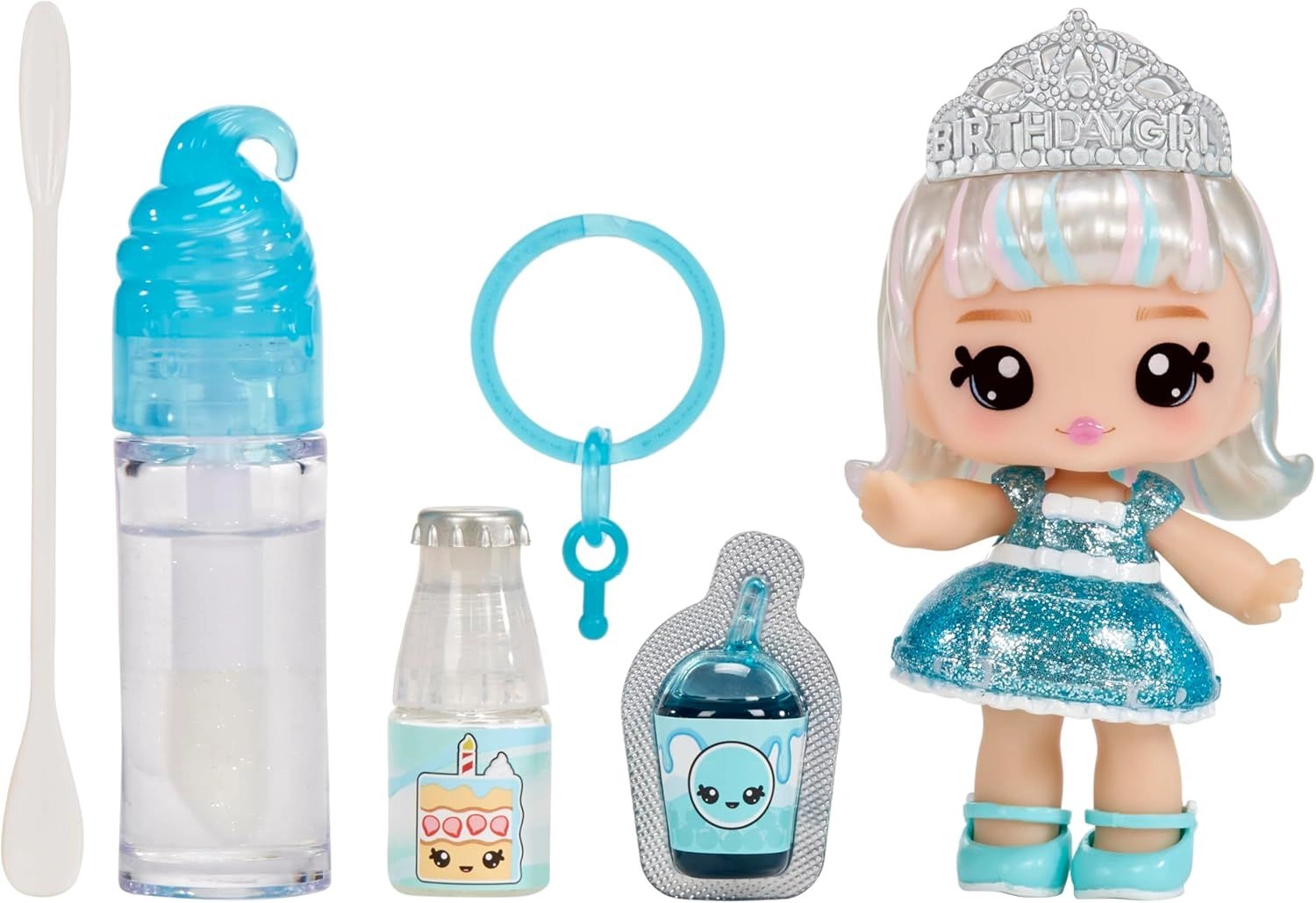 Yummiland Callie Birthday Cake Lipgloss Doll - 4" DIY Lip Gloss Kit Ages 4+