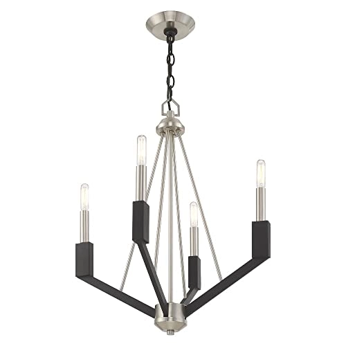 Mini Chandelier - 4 Lt Brushed Nickel & Black