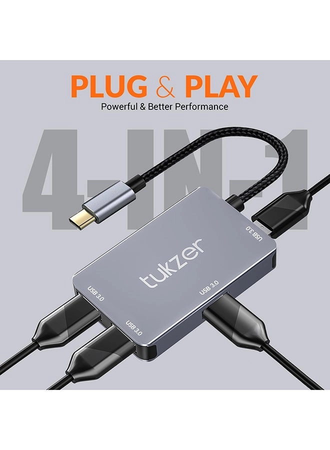 (Renewed) 4-in-1 USB 3.0 Hub - Type C 5Gbps