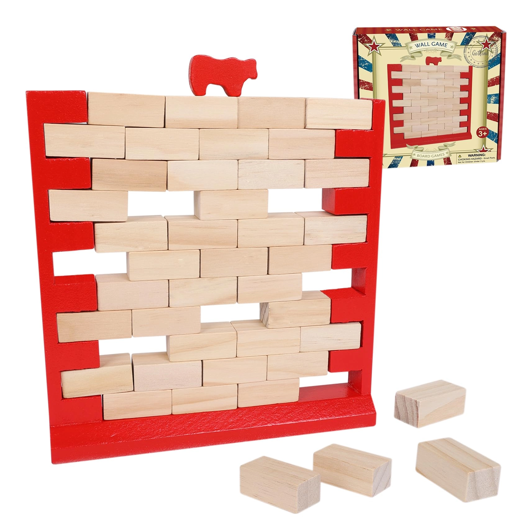GOTHINK Brick Wall Game - Pine wood