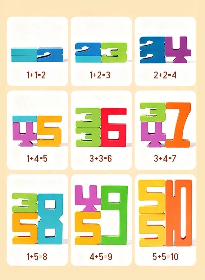 Wooden Number Blocks Puzzle - 3+ 10 pieces