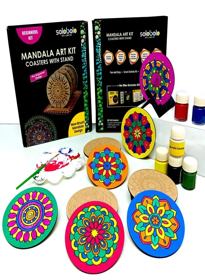 SOLOBOLO Mandala Art kit - 6 coasters mandala art tools