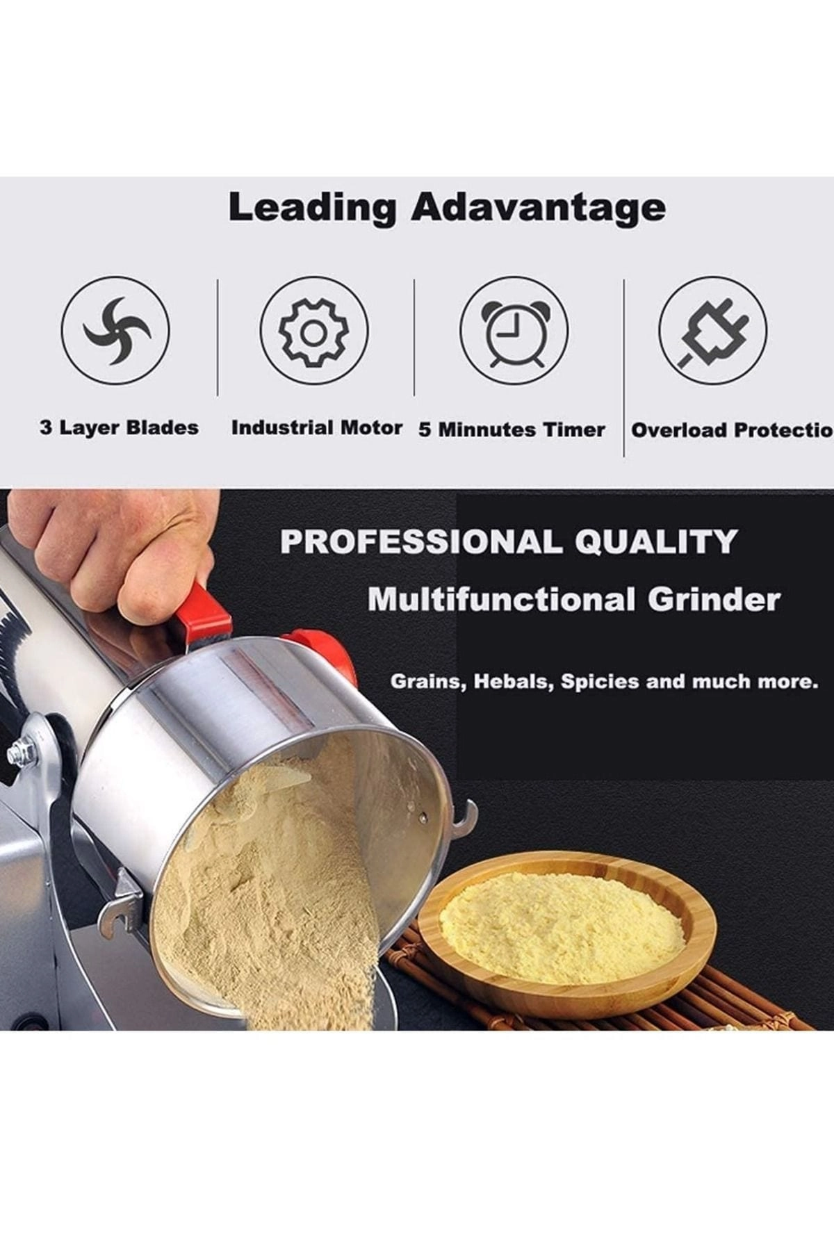 Electric Coffee Grinder - 800g 1400W Stainless Steel