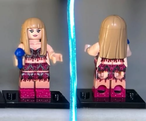 Superstar Minifigure - Blue Dress and Red Electric Guitar Set