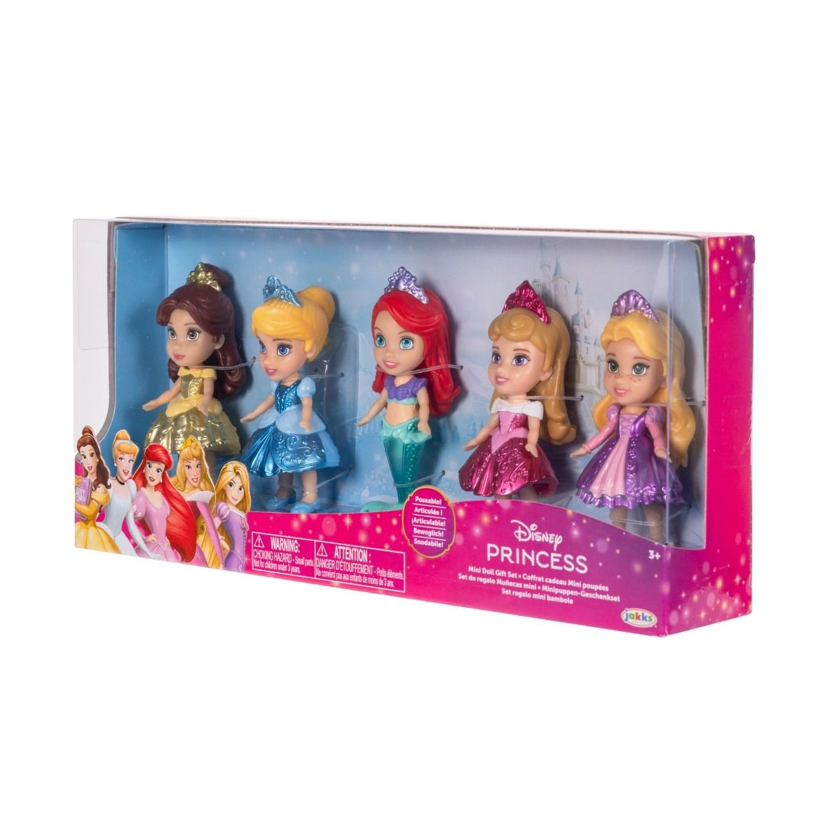 Belle Mini Toddler Doll + Cinderella Mini Toddler Doll + Rapunzel Mini Toddler Doll + Aurora Mini Toddler Doll + Ariel Mini Toddler Doll - 5-in-1 Ages 3+
