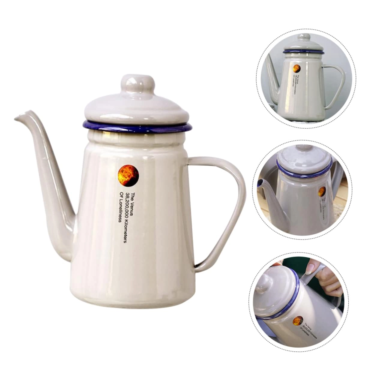 Tea Kettles - 1 x Enamel Kettle 1100ml