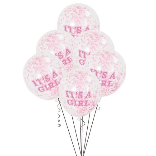 Unique Clear Balloon - Pink & Gold First Birthday Confetti 12in