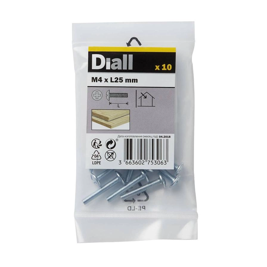 Diall Drawer Knob Screw - 25mm 4mm