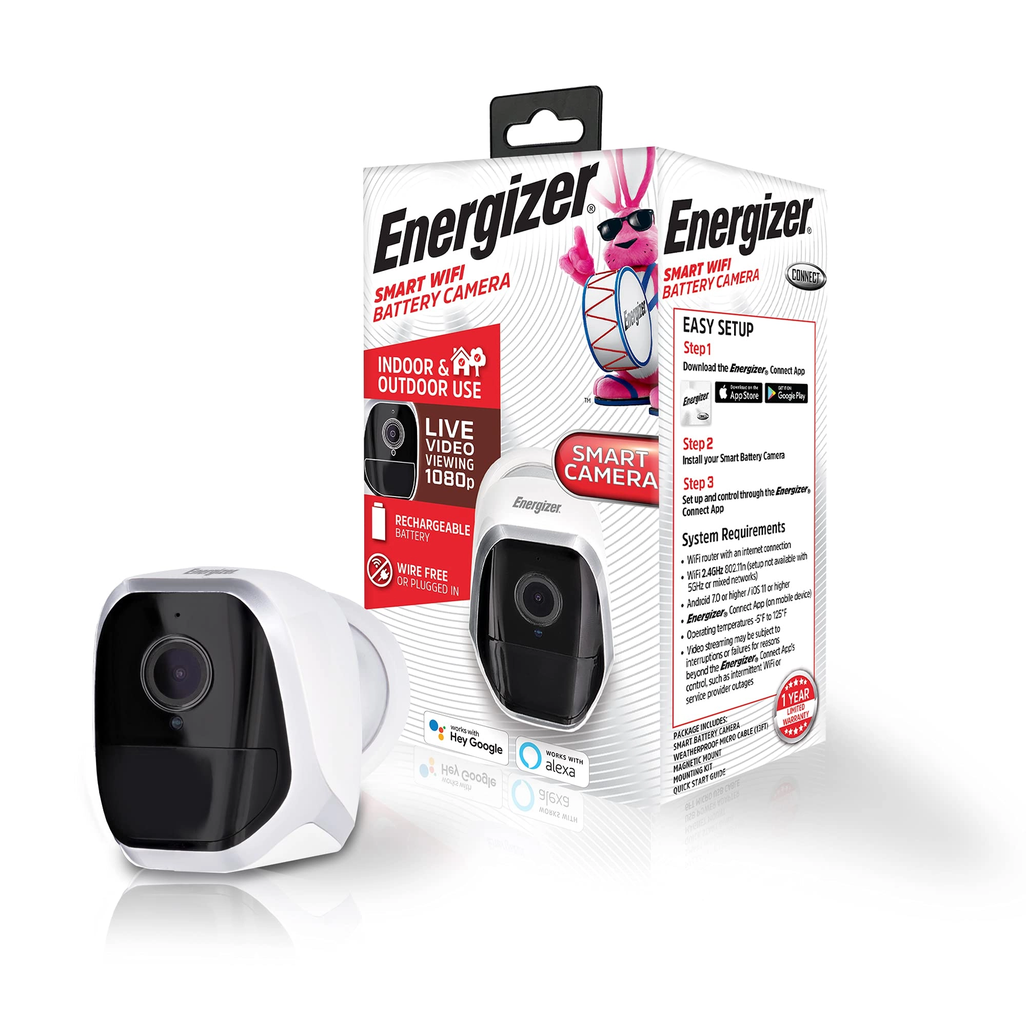 Energizer Connect Smart Indoor/Outdoor Battery Camera 1080p