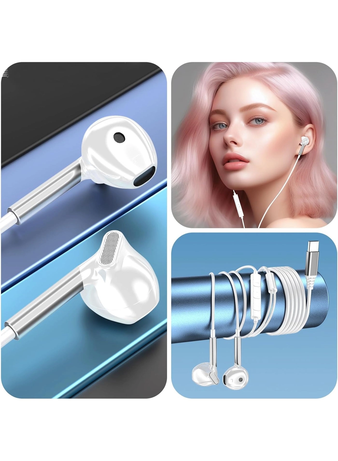 USB C Headphones Wired Earbud