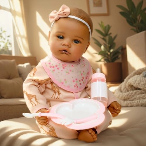 Reborn Baby Doll - 18'' Soft Weighted Cloth Body & Vinyl Limbs African American Ages 3+