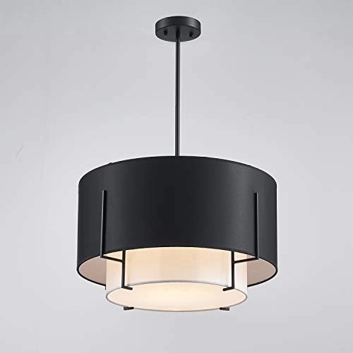 Modern Fabric Chandelier - 4-Lights Black H12 x D20