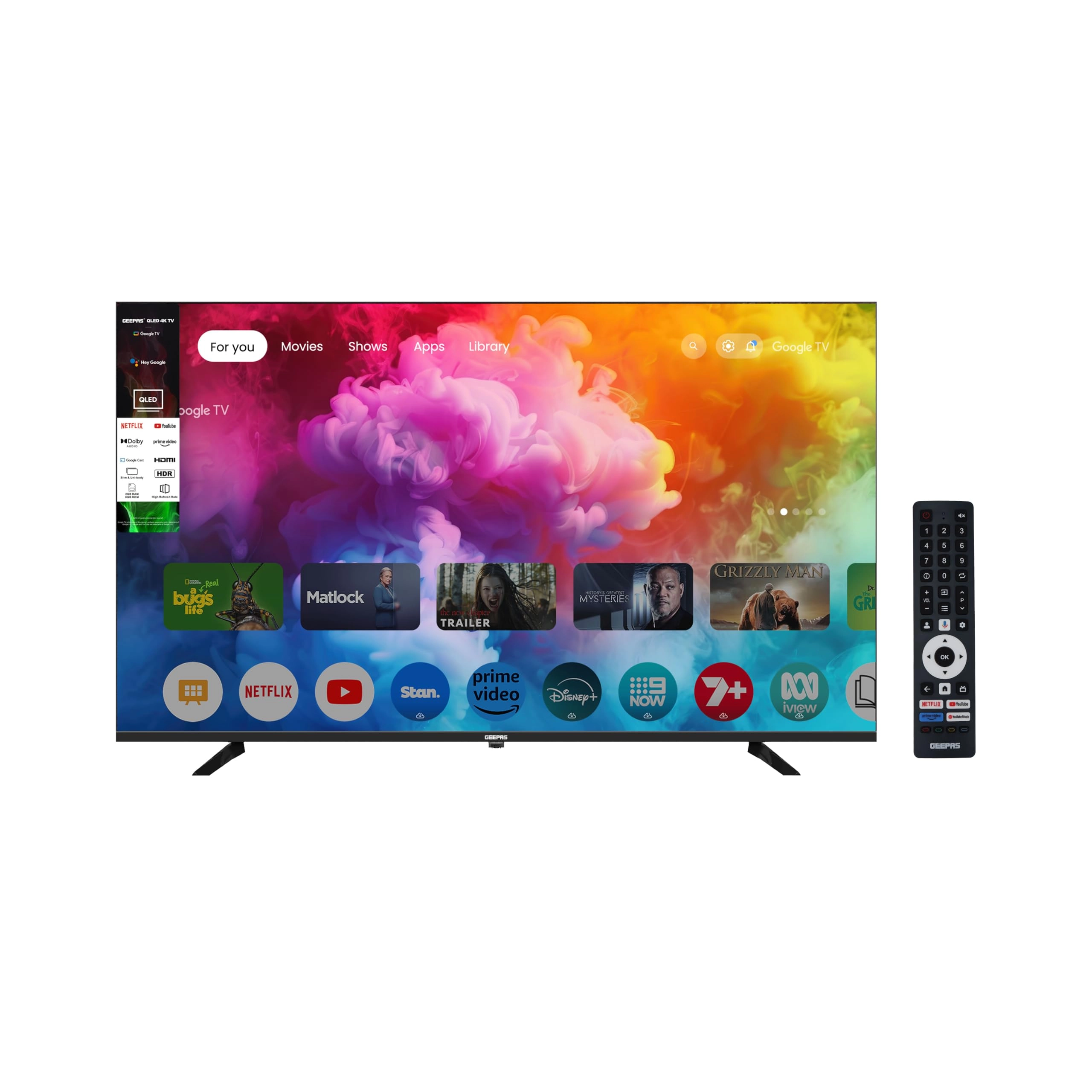 Geepas 65''QLED GoogleSmart GLED6565GTQLD - 65"