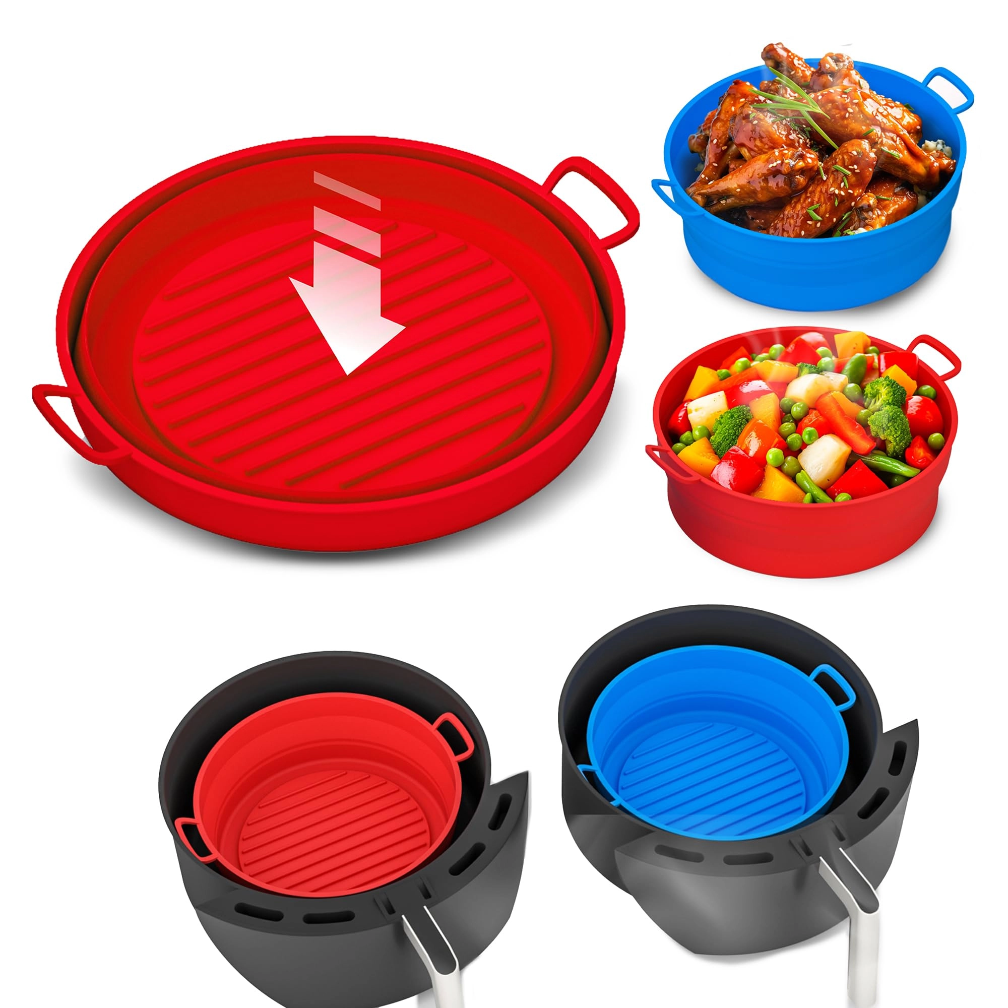 LOTTELI KITCHEN Air Fryer Silicone Liner - Food-grade silicone 2 Pack