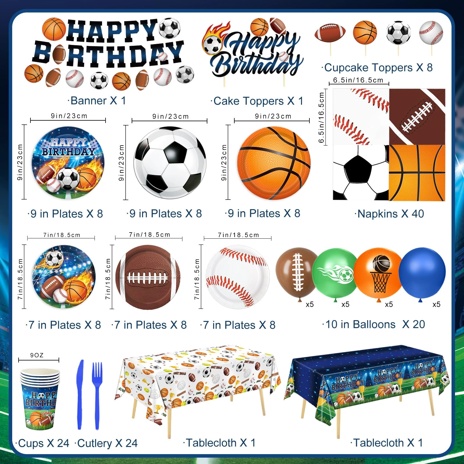 Sports Birthday Party Decorations - 191 PCS Birthday