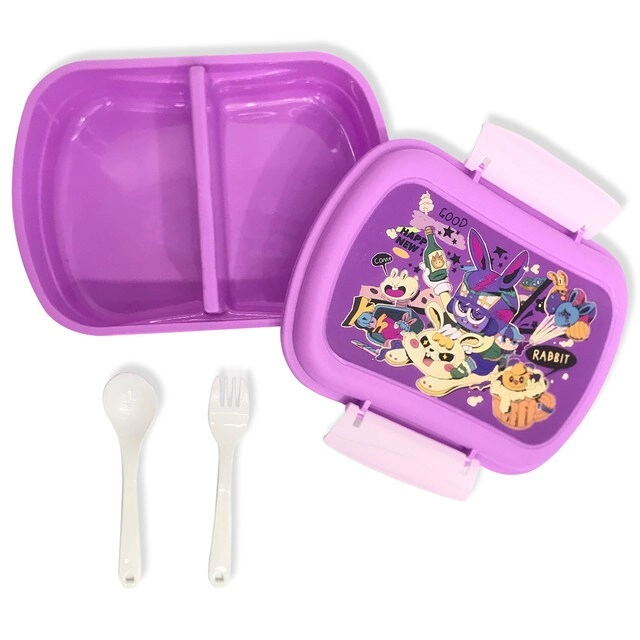 Lunch Box - Rabbit Purple 750ml + Water Bottle - 350ml