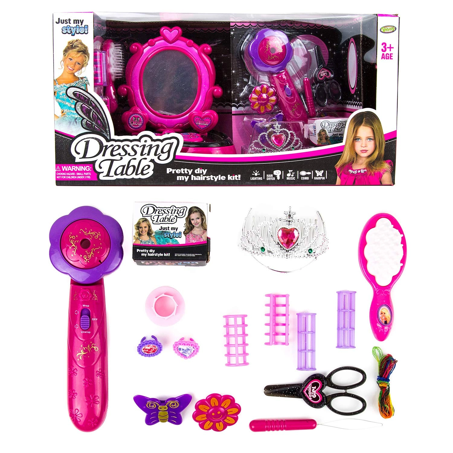 MZA STORES Pretend Play Kids Dressing Table - Lights Sounds Beauty Mirror