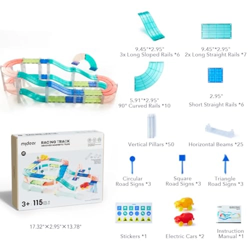 Magnetic Tiles Racing Track Addition - 115 pcs