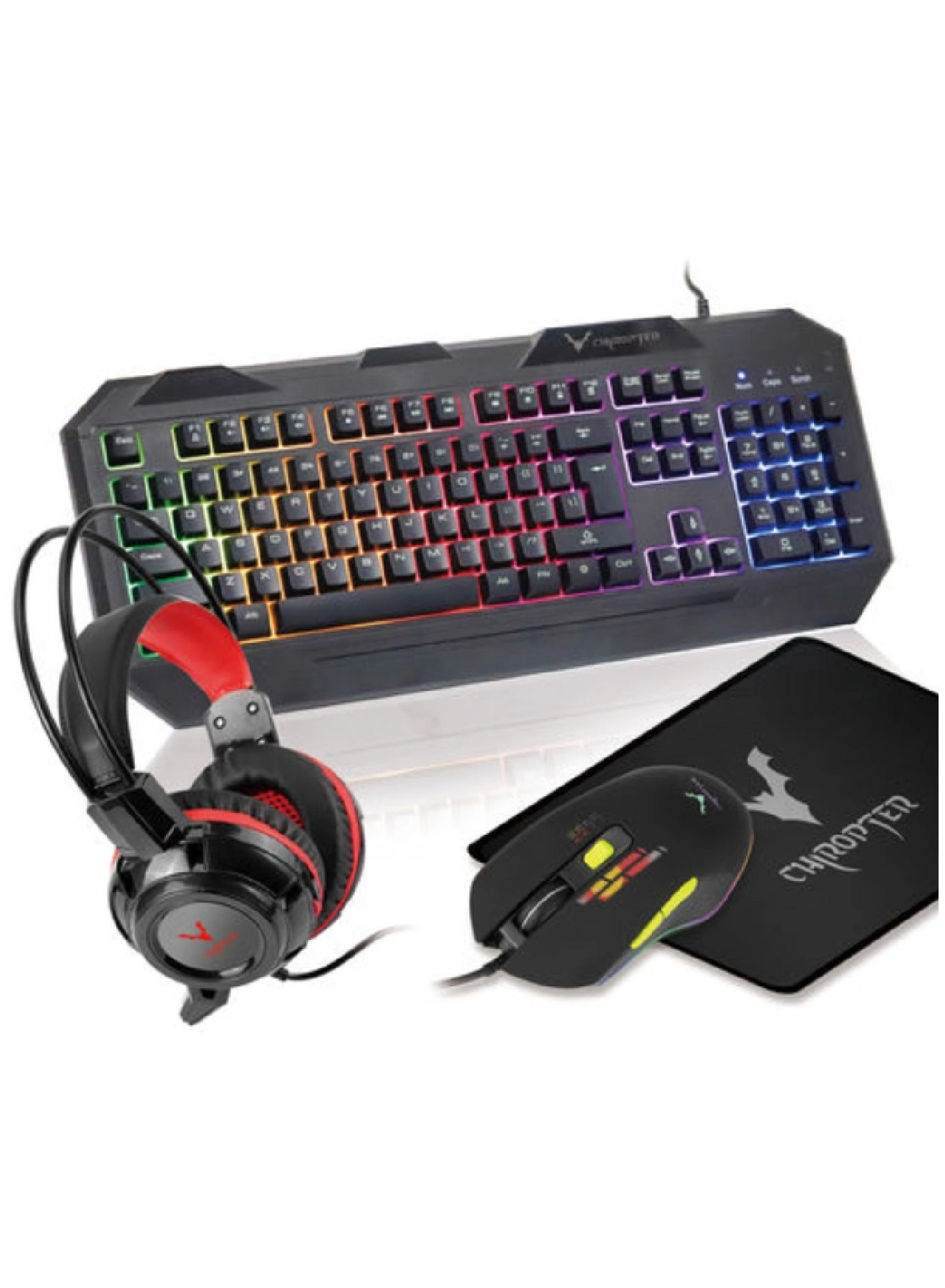 JeDEL Keyboard + Mouse + Headphone + Mouse Pad - English/Arabic Wired