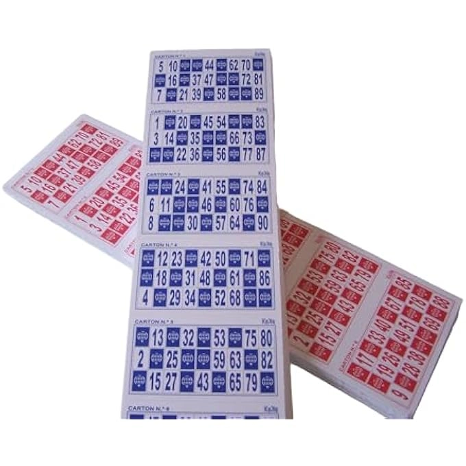 rayihni Cartons for Traditional Bingo of 90 Balls - 1,200 (600BLUE+600RED)