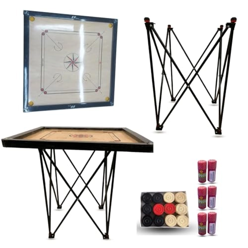 Carrom Board - Large Foldable Floor Stand Coins & Powder