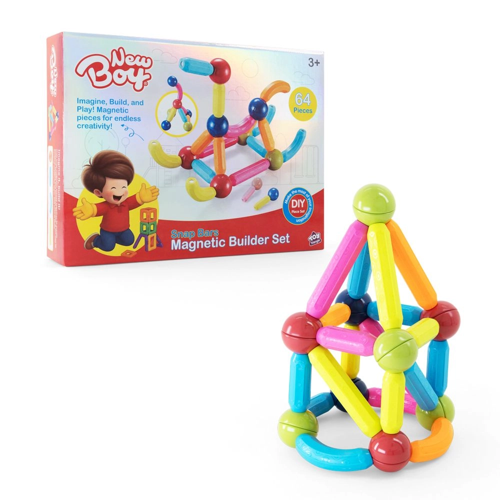 New Boy Snap Bars Magnetic Builder Set - 64 pcs